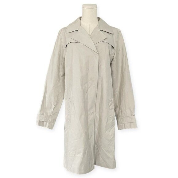 Nine West Womens Nylon Trench Coat Sz M Beige Long Vintage Y2K Outdoor Rain - Picture 1 of 16